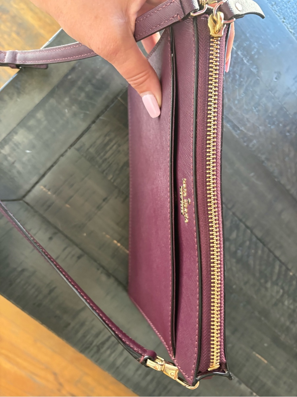 Kate Spade Plum Saffiano Crossbody with Gold Hardware - Picture 6 of 7